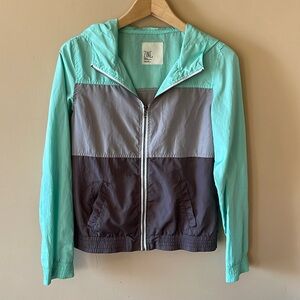 Zine Wind Breaker Jacket Mint and Grey Size Small